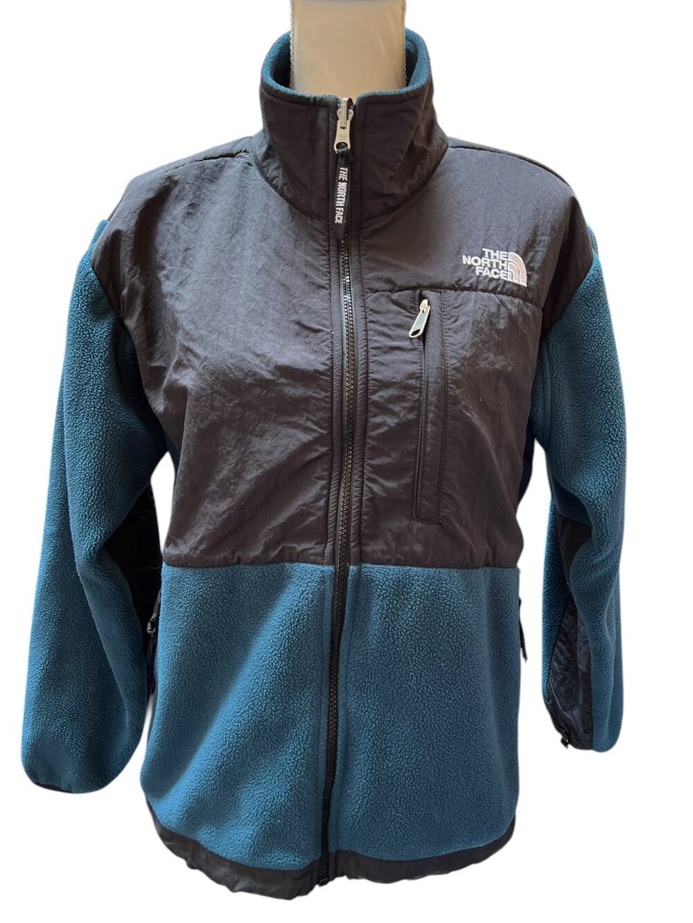 The North Face Denali Fleece Jacket Womens Size Medium Blue Black Full Zip Coat
